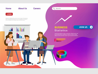 Web design homepage concept of teamwork build business