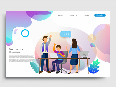 Design homepage concept of teamwork build business