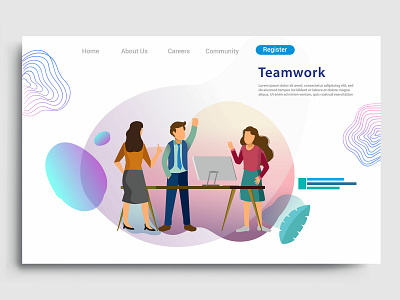 Design web templates for teamwork concept app background business design desktop development digital flat graphic design homepage illustration internet landing layout marketing mobile page ui ux vector