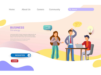 Flat design web page template for teamwork app business design desktop development digital flat graphic design homepage illustration interface internet landing layout marketing mobile page ui ux vector