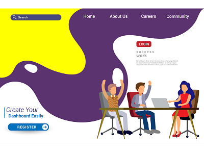 Flat design web page template for teamwork