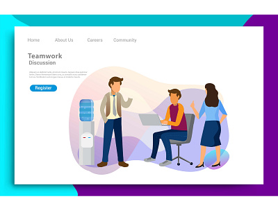 Flat design web page template for teamwork discussion background business design desktop development digital flat graphic design homepage illustration interface internet landing layout marketing mobile page ui ux vector