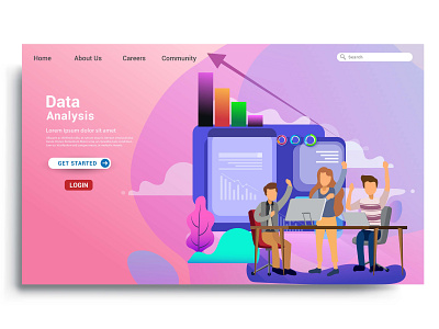 Modern flat design Digital marketing landing page template. business design desktop development digital flat graphic design homepage illustration interface internet landing layout marketing mobile page ui ux vector web