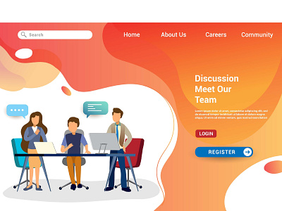 Design homepage concept of teamwork build business app business design desktop development digital flat graphic design homepage illustration interface internet landing layout marketing mobile page ui ux vector