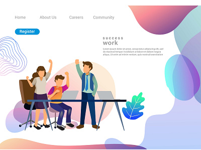 Flat design web page template for teamwork discussion app business design desktop development digital flat graphic design homepage illustration interface internet landing marketing mobile page ui ux vector web