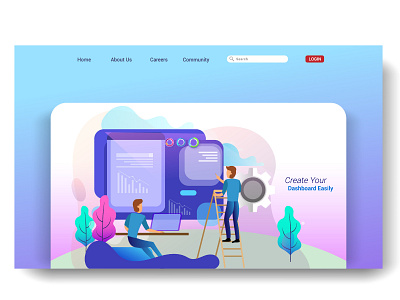 Design homepage concept of teamwork build business business design desktop development digital flat graphic design homepage illustration interface internet landing layout marketing mobile page ui ux vector web