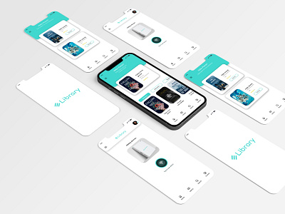 Library app mockup screens branding ui