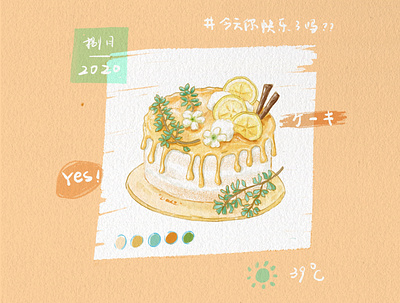 watercolor｜Lemon cake illustration watercolor