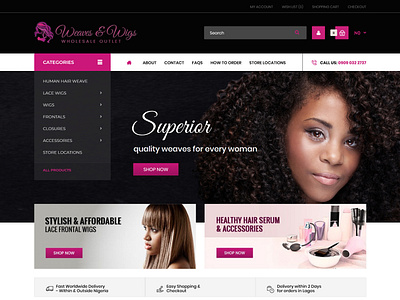 Ecommerce Website for Weaves and Wigs