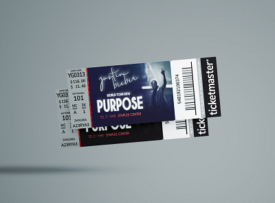 Justin Bieber Concert Ticket Mockup concert concerts design event events graphic design mockup music pop ticket ticketmaster tickets