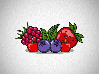 Berries berries cherry hand draw raspberry sketch strawberry vintage