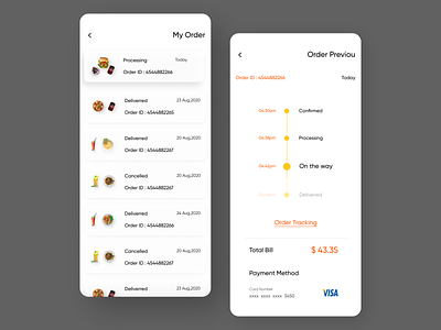 My Order & Order Priveou App Screen app design food delivery food delivery app food delivery application food delivery service my order my order app page my order app screen order previou order previou app page order previou app screen ui ui design ux ux design visual design webdesign