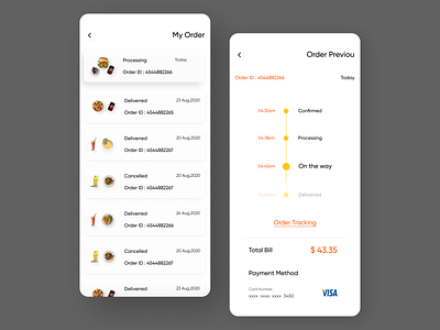 My Order & Order Priveou App Screen