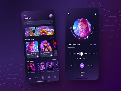 Music Player App Dark Mode - UI UX Design