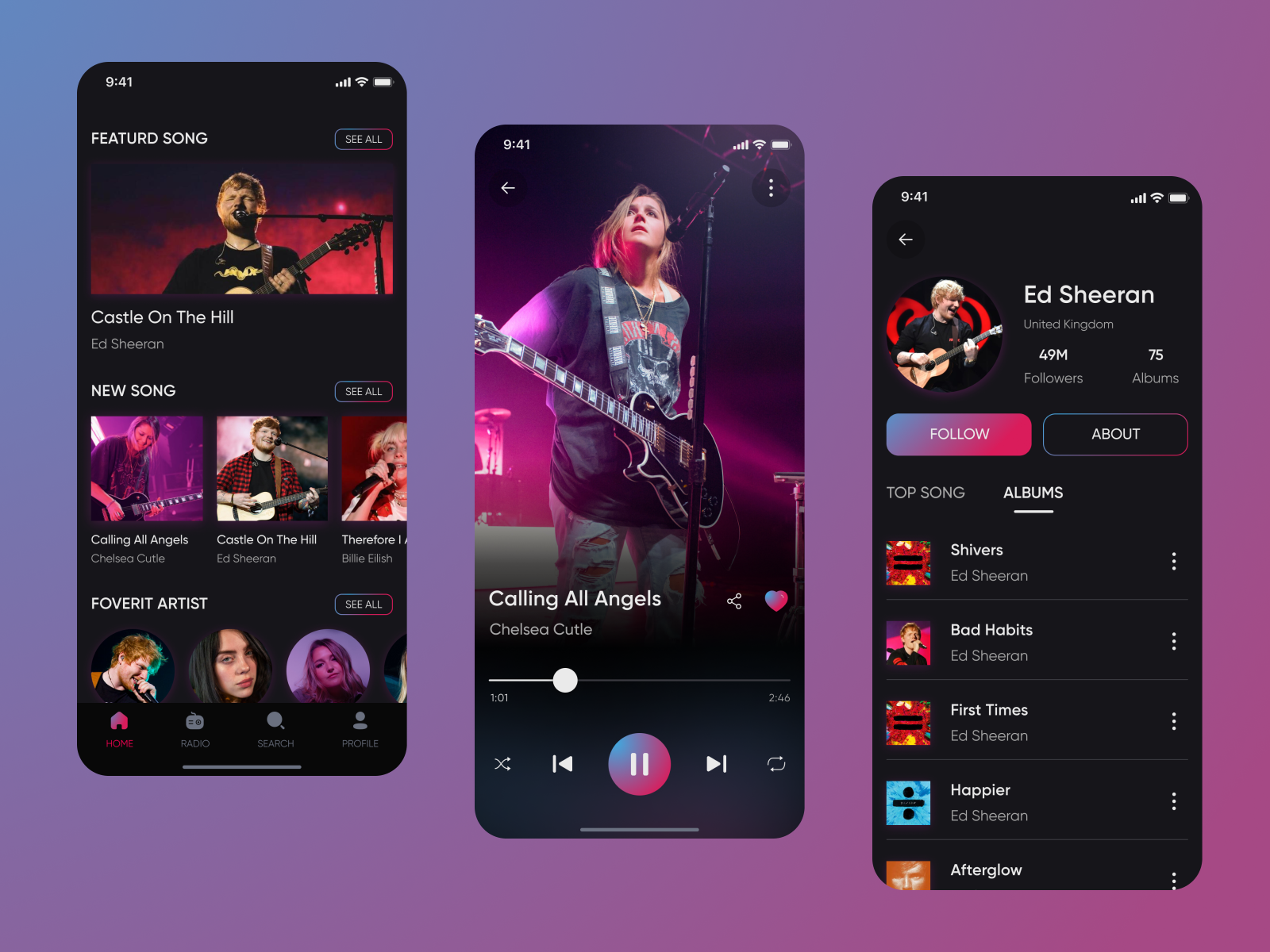 Music Player App Dark Mode - UI UX Design by Aman Ullah on Dribbble