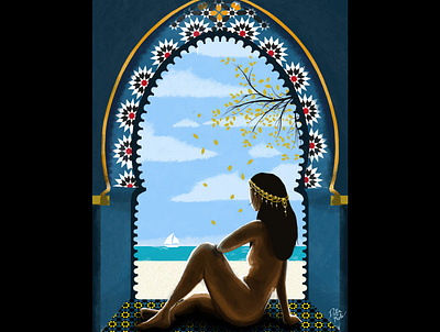 Jasmine beauty cloudy design feminine horizon illustration maroc photoshop poetry woman