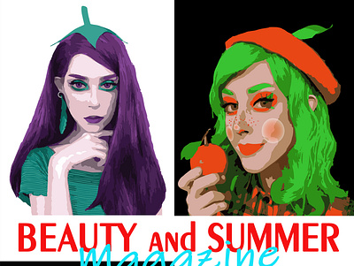 BEAUTY and SUMMER beauty design fashion illustration magazine portrait vector