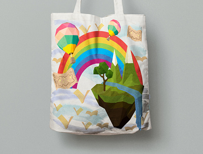 Island shopper mockup art design illustration lowpoly mockup vector