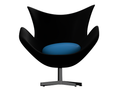 Egg Chair (Black-Hawaiian blue) 3d autodesk black chair concept design egg fusion360 ikbal industrial design pillow product design render