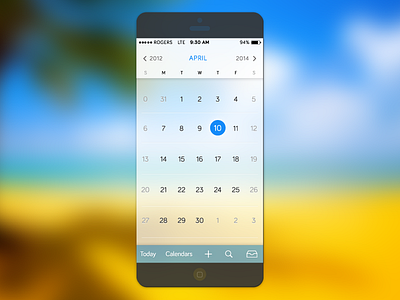 IOS7 Calendar app calendar flat glass interface ios7 minimal ui