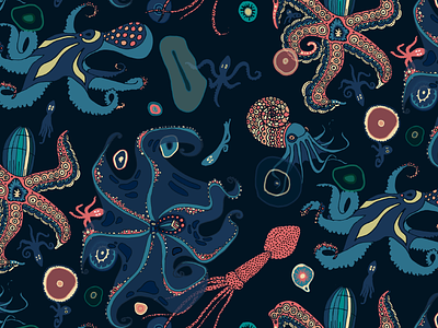 Octopus Repeat Pattern cephalopods octopus repeat sea squid surface pattern