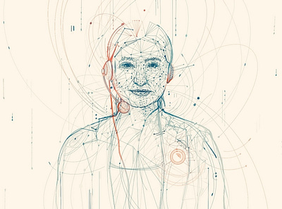 Illustrator for Glagol site audio geometric girl illustration linear matrix portrait procreate voice