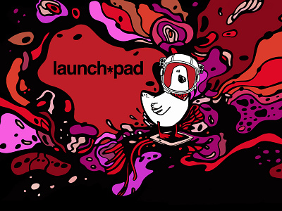 Illustration for Launch*pad. http://www.lpad.ca/ astronaut goose illustration ipad kids morph red site