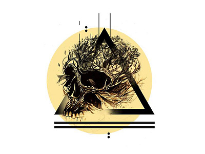 death and life series> trees art death forest geometry graphic illustration life nature pen photoshop skull tree