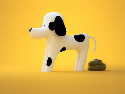 Manchas 3d c4d character design cute dog illustration octanerender poop
