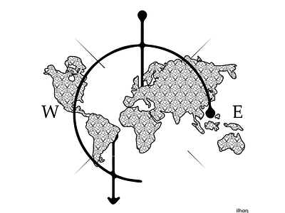 World Compass black black white black and white blackandwhite compass design flat illustration logo map maps summer summertime vector