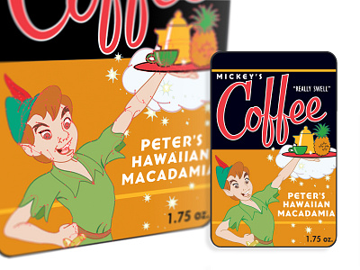 Walt Disney Resorts Peter Pan Coffee Label coffee label disney label package