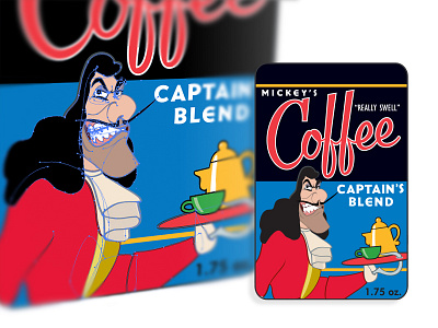 Hook Coffee Label art direction captain hook coffee label disney label package vector