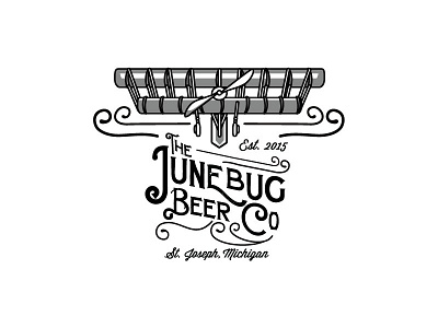 Junebug 01 airplane beer beer logo branding identity logo old fashioned