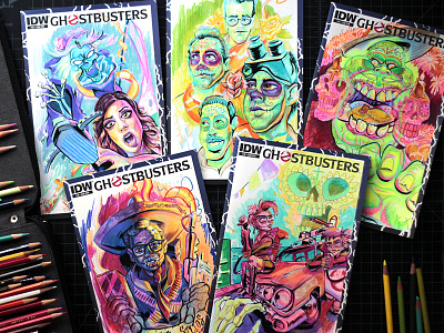 Ghostbusters Dia De Los Muertos Sketch Covers cartooning character colored pencil comicbooks comics drawing ghostbusters idw illustration pencil sketch