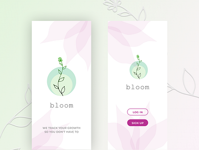 Self Tracker App bloom dailyuichallenge green light mobile mobile app pastel pink ui uidesign ux