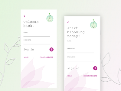 Self Tracker App bloom dailyuichallenge green health light mobile mobile app mobile ui pastel pink uidesign