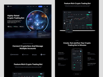 CryptoHero Website coin crypto dark graphic design landingpage page ui uxui website