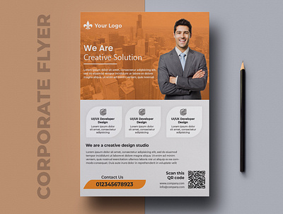 Corporate business flyer design template agency blue business clean concept conceptual corporate design flexible flyer gray identity light modern photoshop print ready professional simple template visual identity