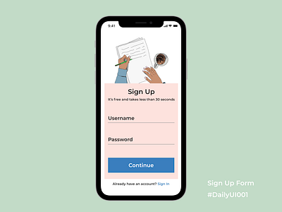 DailyUI001 dailyui dailyui001 illustration signupform