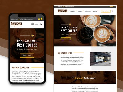 Rising Star Coffee Website Concept cleveland coffee design hero banner local business mobile responsive layout sketch app ux web website