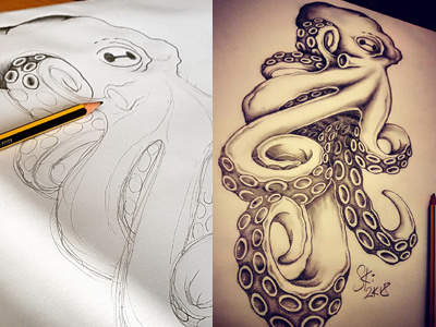 kraken tattoo drawing