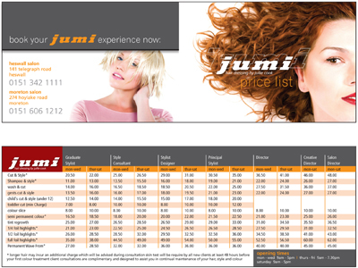 Jumi Hairdressers Price List By Scott Brayley On Dribbble