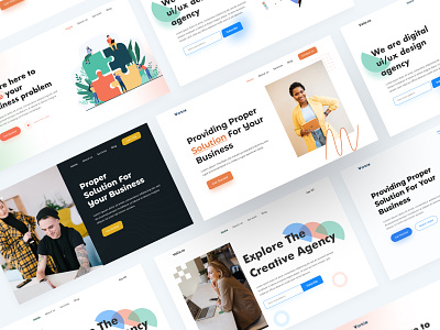 Header Exploration Web UI agency agency design agency landing page agency website business solution call to action company website corporate design corporate ui header hero section home page landing page nab bar saas ui ui design web design website website design