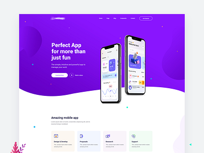 Mobile App Landing Page app app concept app design app landing app landing page clean color design hello interface landing page mobile app typography ui ux web website webtemplate