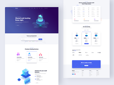 Server and Web Hosting solutions Website cloud hosting database hosting hosting template illustration isometric illustration landing landing page server ui user interface design ux web web hosting website