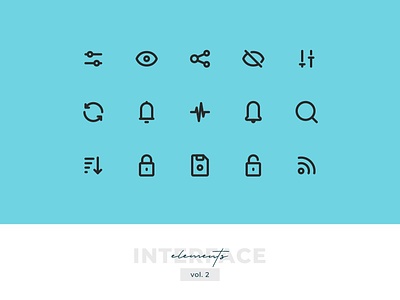 Interface Elements Pixel-perfect Icon Set vol. 2 elements icon icon design icon set icons interface interface elements outline pixel perfect ui uiux ux