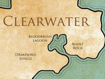 Mapmaking illustration jungle lagoon land map rock topography water weathered