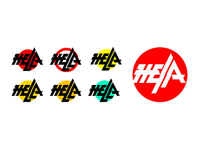 Variants of the HELLA angle logo black blue container illustrator jagged logo orange power tools red vector white yellow