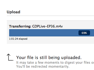 Uploading blip elapsed progress time uploading video