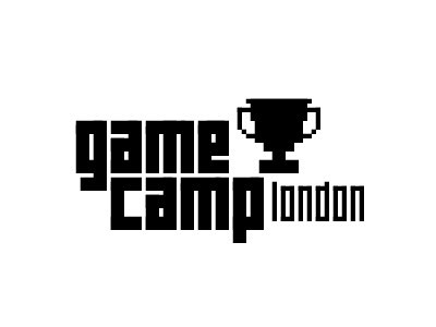 Game Camp London black logo pixel trophy vector white wordmark